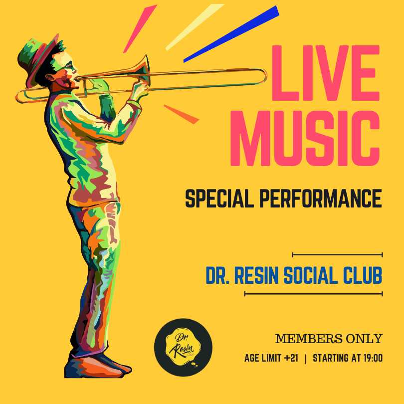 Affiche d'un concert live de trombone au Dr Resin Social Club