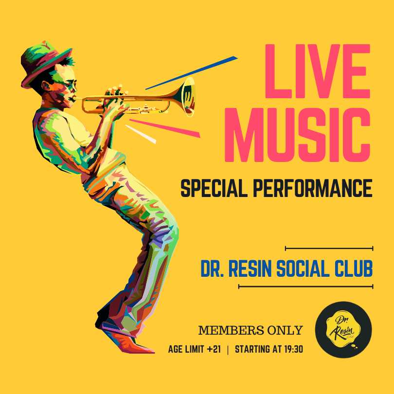 Affiche d'un concert live de trompette au Dr Resin Social Club